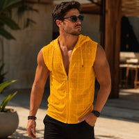 Carter™ Ärmelloses Shirt aus Atmungsaktivem Strick mit Kapuze und Reißverschluss in Gelb