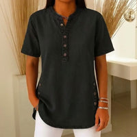 Jeansbluse Calenny™ Mit Gewaschener Optik und Lockerer Passform in Schwarz