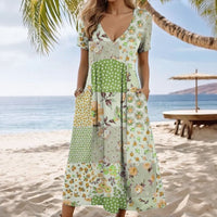 Kleid Zafrina™ Mit Mehrfarbigem Blumenmuster und Seitentaschen in Grün