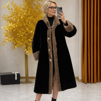 Saint Moritz™ Luxusmantel aus Samtimitat für Eleganten Winterkomfort in Schwarz
