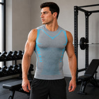 Spartan™ Formendes Tanktop mit atmungsaktiven Strickzonen und körpernahem Schnitt in Weiß / Grau