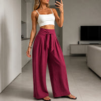 Arielle™ Hose mit Eleganter Verstellbarer Bindeschärpe und Strukturiertem Bund in Rot