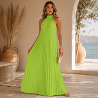 Sicilia™ Maxikleid mit Eleganten Plisseefalten und Locker Fallender Passform in Grün