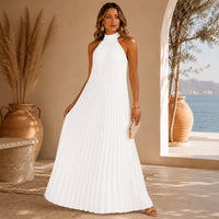 Sicilia™ Maxikleid mit Eleganten Plisseefalten und Locker Fallender Passform in Weiß