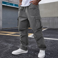 Cargohose Orsen™ mit elastischem Bund, Pattentaschen und lockerem Schnitt in Grau