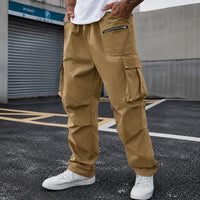 Cargohose Orsen™ mit elastischem Bund, Pattentaschen und lockerem Schnitt in Dunkelbeige