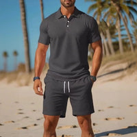 Matteo™ Set Mit Poloshirt Und Shorts Mit Verstellbarem Bund in Grau