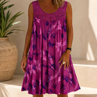 Kleid Linden™ mit Spitzeneinsatz, Blumenmuster und Weitem Schnitt in Rosa