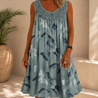 Kleid Linden™ mit Spitzeneinsatz, Blumenmuster und Weitem Schnitt in Grau