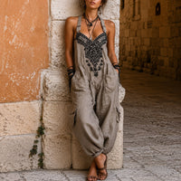 Overall Martha™ mit ornamentaler Stickerei, V-Ausschnitt und weitem Schnitt in Grau