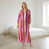 Kamelie™ Viskose-Maxikleid mit tiefem V-Ausschnitt in Rosa