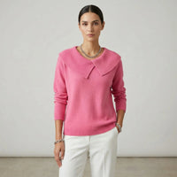 Noelle™ Pullover aus strukturiertem Strick mit stilisiertem Kragen in Rosa