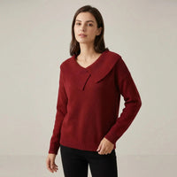 Noelle™ Pullover aus strukturiertem Strick mit stilisiertem Kragen in Rot