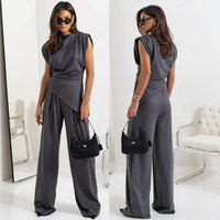 Bellanova™-Set mit Drapiertem Oberteil und Eleganter Hose in Dunkelgrau