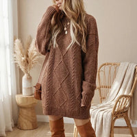 Langer Oversize-Pullover Bellmont™ aus Handgestricktem Garn in Braun