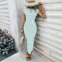 Dolce Riviera™-Kleid mit Eleganten Streifen und Seitlicher Schnürung in Hellblau