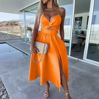 Fiora™ Kleid mit Feinem Cut-Out und Elegantem Schlitz in Orange