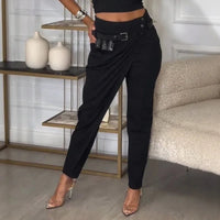 Calista™ Hose mit Asymmetrischem Design und Exklusivem Gürtel in Schwarz