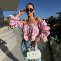 Florenze™ Bluse mit schulterfreiem Design und eleganter Blumenoptik in Mehrfarbig Mit Blumenmuster