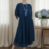 Delmara™ Kleid mit Lockerer Passform und Minimalistischem Stil in Blau