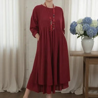 Delmara™ Kleid mit Lockerer Passform und Minimalistischem Stil in Rot