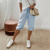 Levana™ Baumwoll-Leinen Shorts mit Verstellbarem Bund in Himmelblau