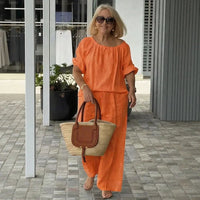 Celiane™-Set aus Baumwoll-Leinen mit Lockerer Passform in Orange