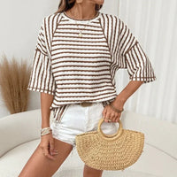 Dailynne™ Oversize Streifenbluse in Khaki