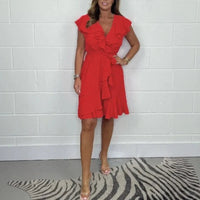 Delira™ Kleid mit Zartem Fall und Eleganter Ausstrahlung in Rot