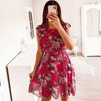Serenelle™ Kleid mit Floraler Eleganz und Sofistischem Charme in Rot