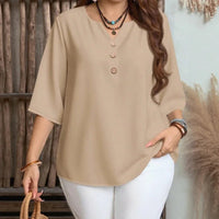 Celyra™ Bluse mit Lockerem Schnitt und Natürlichem Komfort in Beige
