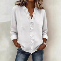 Sorelle™ Bluse mit Vertikalem Rüschendetail und Zeitlosem Stil in Weiß