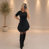 Delvane™ Kleid mit Dezentem Glanz und Premium-Finish in Schwarz