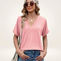 Elvara™ Bluse mit V-Ausschnitt und Zeitlosem Stil in Rosa