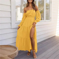 Ravienna™ Off-Shoulder Kleid Mit Eleganter Leichtigkeit in Gelb