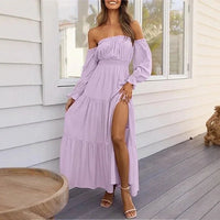 Ravienna™ Off-Shoulder Kleid Mit Eleganter Leichtigkeit in Lila