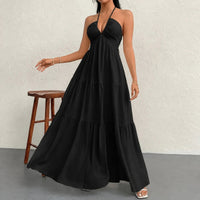Marielle™ Kleid mit Halterneck-Ausschnitt und Zarter Bindung in Schwarz