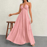 Marielle™ Kleid mit Halterneck-Ausschnitt und Zarter Bindung in Rosa