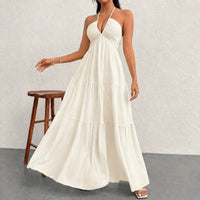 Marielle™ Kleid mit Halterneck-Ausschnitt und Zarter Bindung in Creme