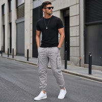 Everest™ Cargohose mit Utility-Taschen und Jogger-Bündchen in Hellgrau