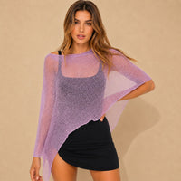 Melissa™ Poncho-Stil-Strickbluse aus Leichtem Strick in Rosa