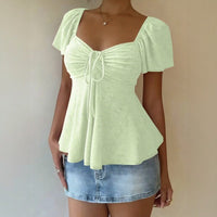 Fiorelle™ Bluse Mit Zartem Raffdetail und Leichtem Fall in Hellgrün