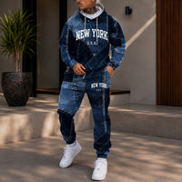Avelon™ Freizeitanzug aus Sweatstoff mit Denim-Optik in Blau