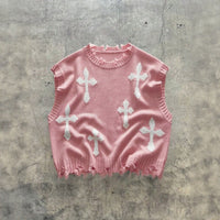 Montero™ Ärmelloser Pullover Aus Weichem Strick Mit Ausgefransten Details in Rosa