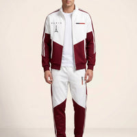 Cassian Paris™ Set mit Stehkragenjacke und Jogginghose in Rot