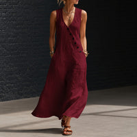 Antonella™ Midikleid mit Eleganten Knöpfen und V-Ausschnitt in Burgund