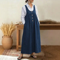 Meadow™ Kleid Im Latzkleid-Stil Mit Minimalistischen Knöpfen Vorne in Blau