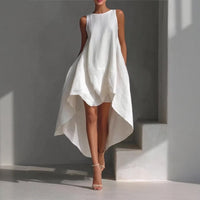 Solennie™ Kleid Mit Verlängertem Saum und Minimalistischem Design in Weiß