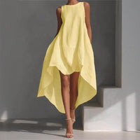 Solennie™ Kleid Mit Verlängertem Saum und Minimalistischem Design in Gelb