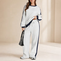 Celestelle™ Sweatshirt-Set Mit Seitlichen Streifen Und Weiter Hose in Weiß